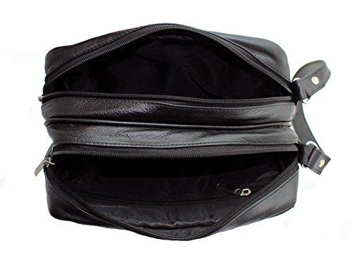 STARHIDE Mens Real Leather Multi Compartments Toiletry Overnight Wash Gym Shaving Bag with Grab Handle Strap Black 515 - Starhide