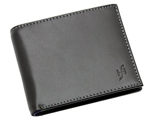 STARHIDE Mens RFID Blocking Bifold Genuine Leather Notecase Wallet 1160 Black Grey Blue - Starhide