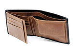 Starhide Mens Leather RFID Blocking Trifold Passcase Wallet Black Tan 1190 - Starhide