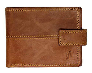 StarHide Mens Wallet RFID Safe Contactless Security Purse Distressed Hunter Leather with External Zip Round Coin Pocket 1044 - StarHide