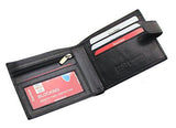 Starhide Essentials RFID Blocking Genuine Leather Billfold Wallets for Men with Zip Coin Pocket Gift Box 1100 (Black) - Starhide