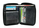 STARHIDE Mens RFID Blocking Full Zip Around Distressed Hunter Leather Coin Pocket Wallet 720 - Starhide