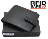 STARHIDE Mens RFID Blocking VT Leather Bifold Zip Coin Pocket Wallet 840 Black - StarHide