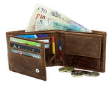 STARHIDE Mens RFID Blocking Distressed Hunter Leather Notecase Wallet Coins And Id Card Holder Gift Boxed 1060 Brown - Starhide