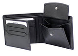 STARHIDE Mens RFID Blocking Trifold Calf Leather Coin Pocket Wallet 1217 Black - Starhide