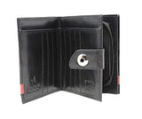 STARHIDE Women Genuine Leather RFID Blocking Twin ID Flash Pocket Clutch Wallet 630 Black Red - Starhide