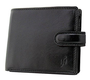 Starhide Essentials RFID Blocking Genuine Leather Billfold Wallets for Men with Zip Coin Pocket Gift Box 1100 (Black) - Starhide