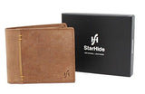 STARHIDE Genuine Distressed Hunter Leather RFID Blocking Coin Pocket Wallet For Men 1055 - Starhide