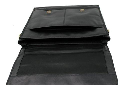 STARHIDE 15.5" Laptop Genuine VT Leather Top Handle Shoulder Messenger Travel Bag Adjustable Strap 525 Black - Starhide