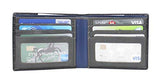 STARHIDE Mens RFID Blocking Bifold Genuine Leather Notecase Wallet 1160 Black Grey Blue - Starhide