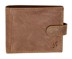 STARHIDE Men's Designer Wallet RFID Blocking Distressed Hunter Vintage Leather Coin Pocket Purse Gift Boxed - 1065 (Brown) - Starhide