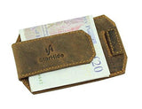 STARHIDE Mens RFID Blocking Real Distressed Hunter Leather Minimalist Card Holder Wallet With Magnetic Money Clip 725 Brown - Starhide