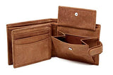STARHIDE Mens RFID Blocking Distressed Hunter Leather Trifold Coin Pocket Wallet Brown Gift Boxed 1212 - Starhide