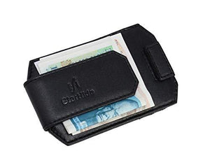 STARHIDE Mens RFID Blocking Nappa Leather Card Holder Wallet With Magnetic Money Clip 725 Black - Starhide