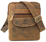 Mens Womens Distressed Hunter Genuine Leather Travel Messenger Bag For Ipad Tablet 505 (Brown)