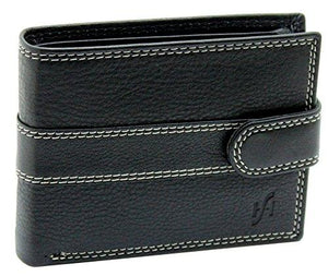 StarHide Mens RFID Safe Blocking Leather Passcase Wallet Black With Coin Pocket Gift Boxed 1120 - Starhide