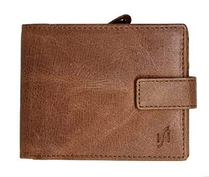 STARHIDE Genuine Distressed Leather RFID Blocking Wallet With Zipped Coin Pocket On The Side 1180 Tan - Starhide