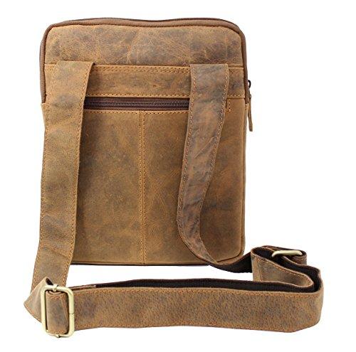 STARHIDE Mens Womens Distressed Hunter Genuine Leather Travel Messenger Bag For Ipad Tablet 505 (Brown) - Starhide