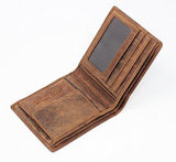 STARHIDE Mens RFID Blocking Small Bifold Distressed Hunter Leather Wallet 1050 Brown - Starhide