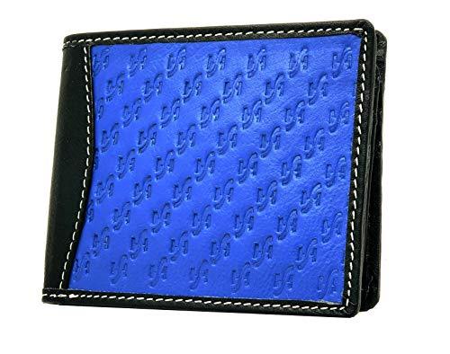 STARHIDE Mens RFID Blocking Genuine Soft Leather Flip Up ID Pocket Wallet 1165 Blue/Black - Starhide