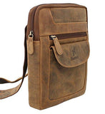 STARHIDE Mens Womens Distressed Hunter Genuine Leather Travel Messenger Bag For Ipad Tablet 505 (Brown) - Starhide