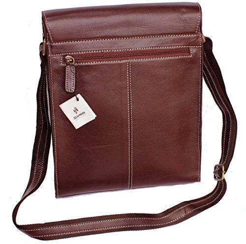 STARHIDE Women Genuine Leather Travel Messenger Cross Body Shoulder Bag 520 Dark Brown - Starhide