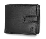 STARHIDE Mens RFID Blocking Nappa Leather Bifold Wallet with A Side Zipped Coin Pocket 1044 (Black) - Starhide