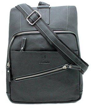 STARHIDE Mens Womens Real Leather Sling Backpacks Shoulder Cross body Rucksack Travel Messenger Bag 540 Black - Starhide