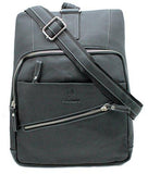 STARHIDE Mens Womens Real Leather Sling Backpacks Shoulder Cross body Rucksack Travel Messenger Bag 540 Black