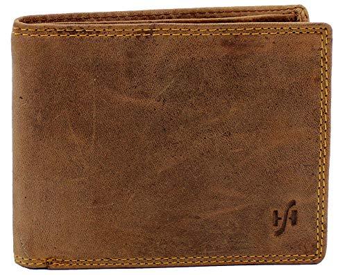 STARHIDE Mens RFID Blocking Distressed Hunter Leather Notecase Wallet Coins And Id Card Holder Gift Boxed 1060 Brown - Starhide