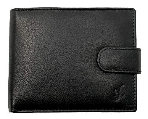 STARHIDE Mens RFID Blocking Classic Bifold Coin Pocket Leather Wallet with Gift Box 1110 Black - Starhide