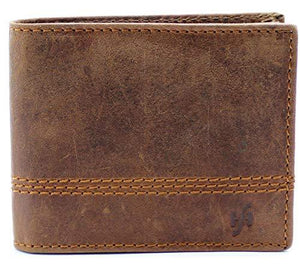 StarHide Mens Essentials Wallet RFID Safe Contactless Security Card Protection Distressed Hunter Leather Billfold Purse 1150 - Starhide