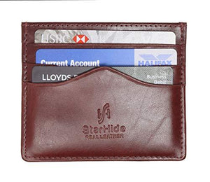 STARHIDE Mens Front Pocket VT Leather Minimalist Credit Card Holder 1215 Brown - Starhide