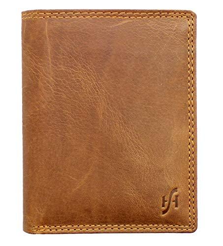 StarHide Mens RFID Blocking Distressed Hunter Leather Bifold Wallet Brown 1090 - Starhide