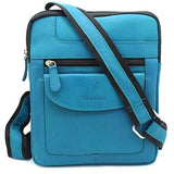 STARHIDE Mens Womens Distressed Hunter Genuine Leather Travel Messenger Bag For Ipad Tablet 505 (Turquoise) - Starhide