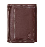 STARHIDE Mens Slim Genuine Leather Trifold Wallet with ID Holder Gift Boxed 810 Brown