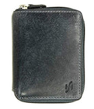 STARHIDE Mens RFID Blocking Full Zip Around Distressed Hunter Leather Coin Pocket Wallet 720 - Starhide