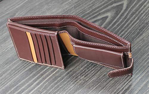 STARHIDE Mens RFID Blocking Two Tone Leather Multi Card Capacity Wallet 1135 Brown Tan - StarHide