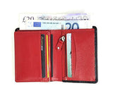 STARHIDE Minimalist Mens RFID Blocking Genuine VT Leather Wallet with Zip Coin Pouch 815 Black Red - StarHide