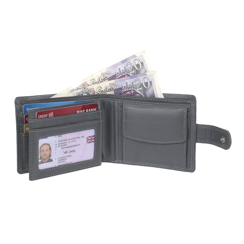 Mens RFID Blocking Tap and Go Wallets Genuine Leather Notecase Wallet Coins and Id Card Holder 730 (Grey) - StarHide