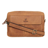 STARHIDE Mens Womens Distressed Hunter Genuine Leather Travel Ipad Tablet Messenger Bag 590 (Brown)