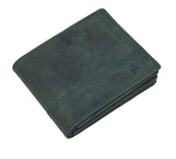 StarHide Mens Essentials Wallet RFID Safe Contactless Security Card Protection Distressed Hunter Leather Billfold Purse 1150 Green - StarHide