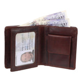 Mens Designer RFID Blocking Smooth Genuine Oiled Leather Trifold Wallet Purse Credit Debit ID Card Holder 735 Brown - StarHide