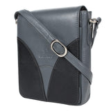 STARHIDE Ladies Soft Premium Leather Shoulder/Cross Body Bag with Front Flip Opening 570 (Grey/Black) - StarHide