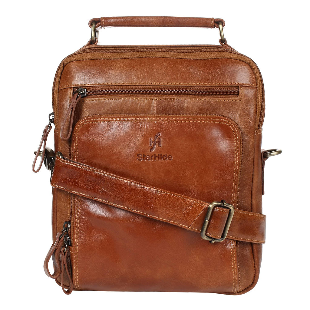 crossbody bag tablet travel STARHIDE Unisex Oil Tanned Real Leather Travel Messenger Bag StarHide