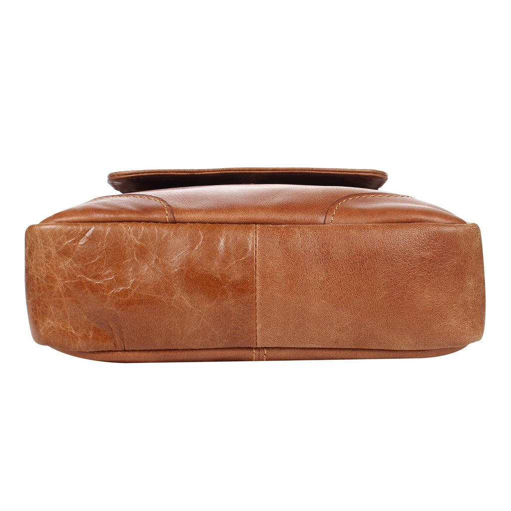 STARHIDE Mens Ladies Soft Premium Oil Tanned Leather Shoulder/Cross Body Bag with Front Flip Opening 580 (Tan) - StarHide