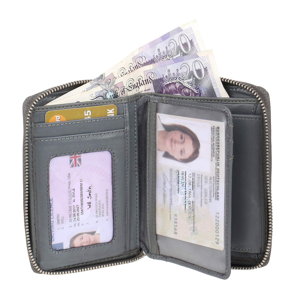 Ladies RFID Blocking Compact Multi Colour Soft Real Leather W Ladies RFID Blocking Compact Multi Colour Soft Real Leather W