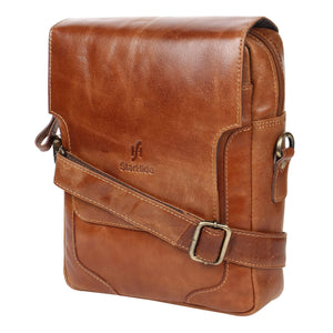 STARHIDE Mens Ladies Soft Premium Oil Tanned Leather Shoulder/Cross Body Bag with Front Flip Opening 580 (Tan) - StarHide