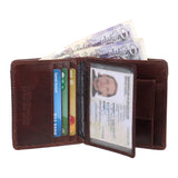 Mens Designer RFID Blocking Smooth Genuine Oiled Leather Trifold Wallet Purse Credit Debit ID Card Holder 735 Brown - StarHide