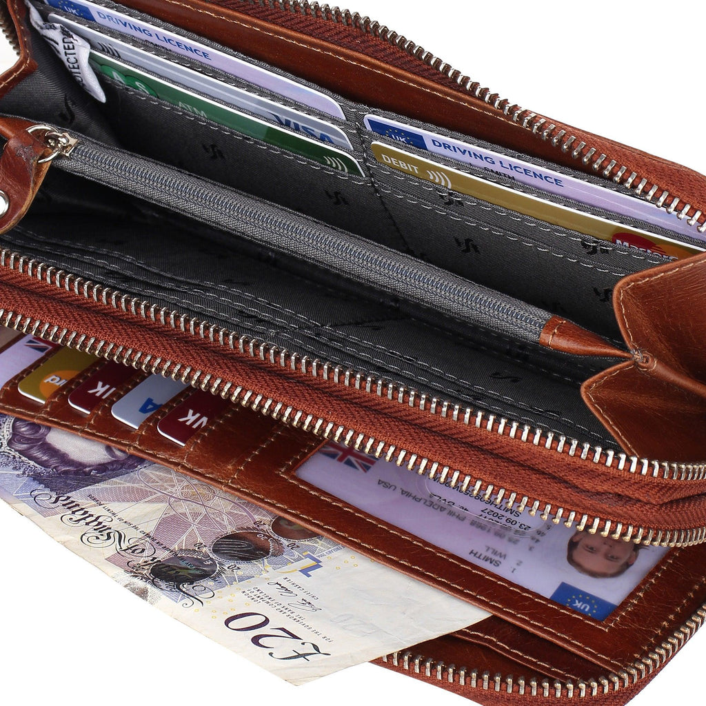 Genuine Leather Starhide Purse STARHIDE Double Zipper Clutch